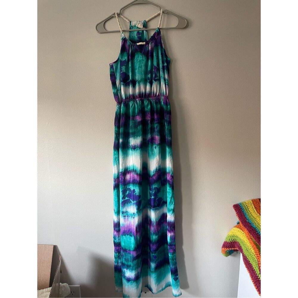 One Clothing Small Womens Maxi Dress High Neck Mermaid Purple Blue Green